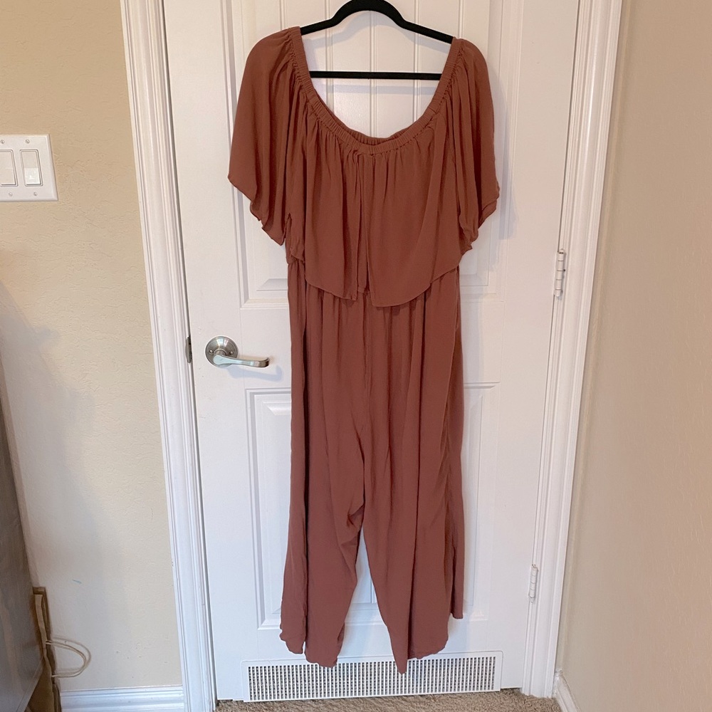 City Chic Off shoulder wide leg jumpsuit